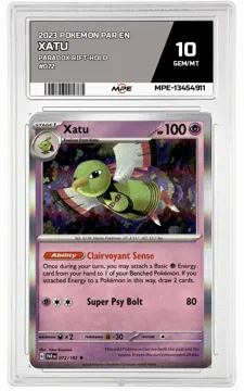 2023 POKEMON PAR EN Paradox Rift-HOLO #072 XATU MPE 10 GEM/MT — graded card up for auction