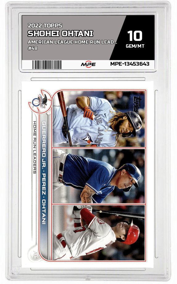 2022 TOPPS AMERICAN LEAGUE HOME RUN LEADERS #48 SHOHEI OHTANI MPE 10 GEM/MT — graded card auctioned from the MPE vault