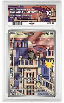 2026 POKEMON 30C EN 30th Celebration-HOLO #141 GALARIAN MEOWTH MPE 10 GEM/MT — graded card up for auction