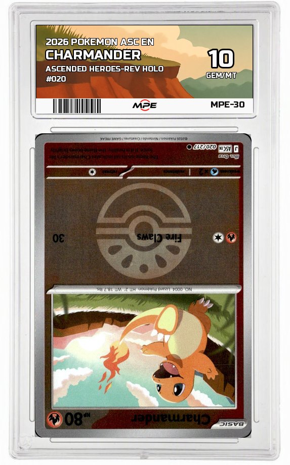 2026 POKEMON ASC EN Ascended Heroes-REV HOLO #020 CHARMANDER MPE 10 GEM/MT — graded card auctioned from the MPE vault