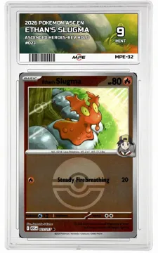 2026 POKEMON ASC EN Ascended Heroes-REV HOLO #023 ETHAN'S SLUGMA MPE 9 MINT — graded card up for auction