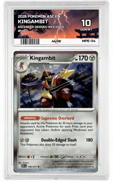 2026 POKEMON ASC EN Ascended Heroes-REV HOLO #148 KINGAMBIT MPE 10 GEM/MT — graded card up for auction