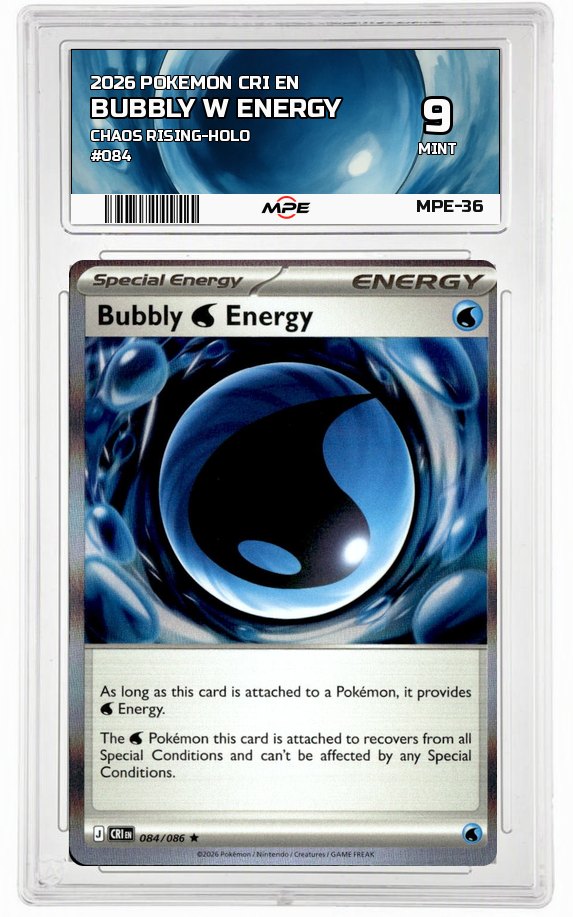 2026 POKEMON CRI EN Chaos Rising-HOLO #084 BUBBLY W ENERGY MPE 9 MINT — graded card auctioned from the MPE vault