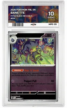 2026 POKEMON PBL EN Pitch Black-REV HOLO #034 BANETTE MPE 10 GEM/MT — graded card up for auction