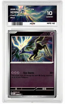 2026 POKEMON CRI EN Chaos Rising-REV HOLO #042 XERNEAS MPE 10 GEM/MT — graded card up for auction