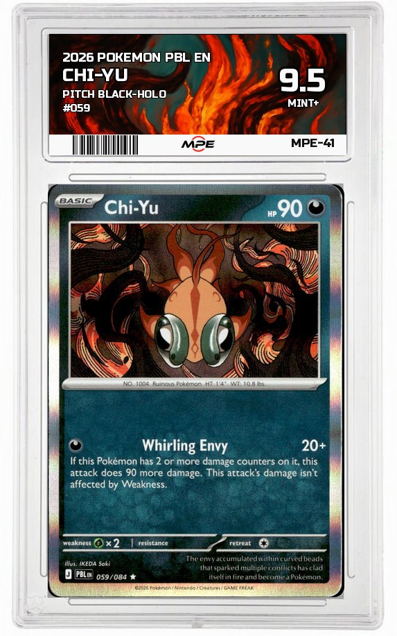 2026 POKEMON PBL EN Pitch Black-HOLO #059 CHI-YU MPE 9.5 MINT+ — graded card auctioned from the MPE vault