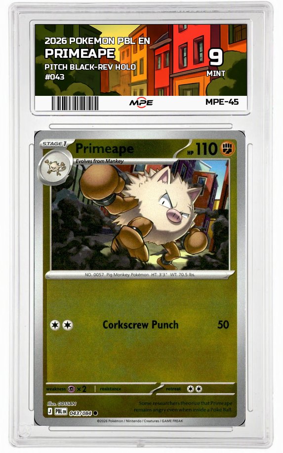 2026 POKEMON PBL EN Pitch Black-REV HOLO #043 PRIMEAPE MPE 9 MINT — graded card auctioned from the MPE vault