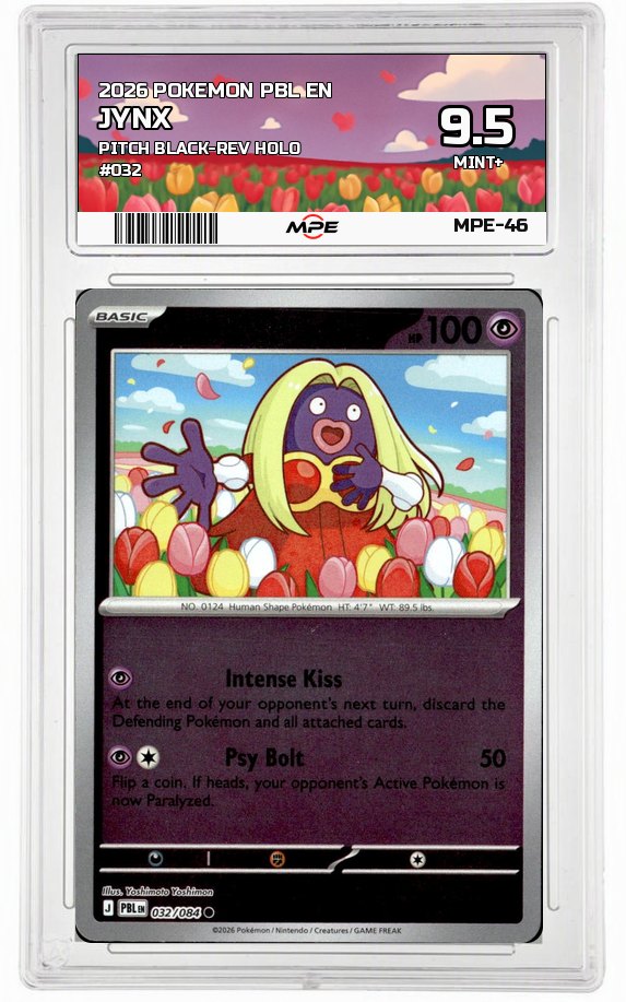 2026 POKEMON PBL EN Pitch Black-REV HOLO #032 JYNX MPE 9.5 MINT+ — graded card auctioned from the MPE vault