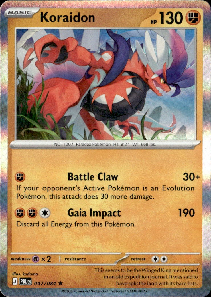 2026 Pokemon Pbl En Koraidon graded slab