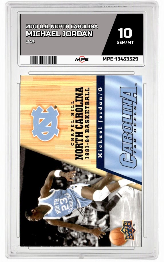 2010 U.D. NORTH CAROLINA #43 MICHAEL JORDAN MPE 10 GEM/MT — graded card auctioned from the MPE vault