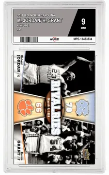 2011 U.D. NORTH CAROLINA RIVALRIES #90 M. JORDAN/ H. GRANT MPE 9 MINT — graded card up for auction