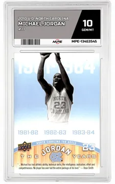 2010 U.D. NORTH CAROLINA #177 MICHAEL JORDAN MPE 10 GEM/MT — graded card up for auction
