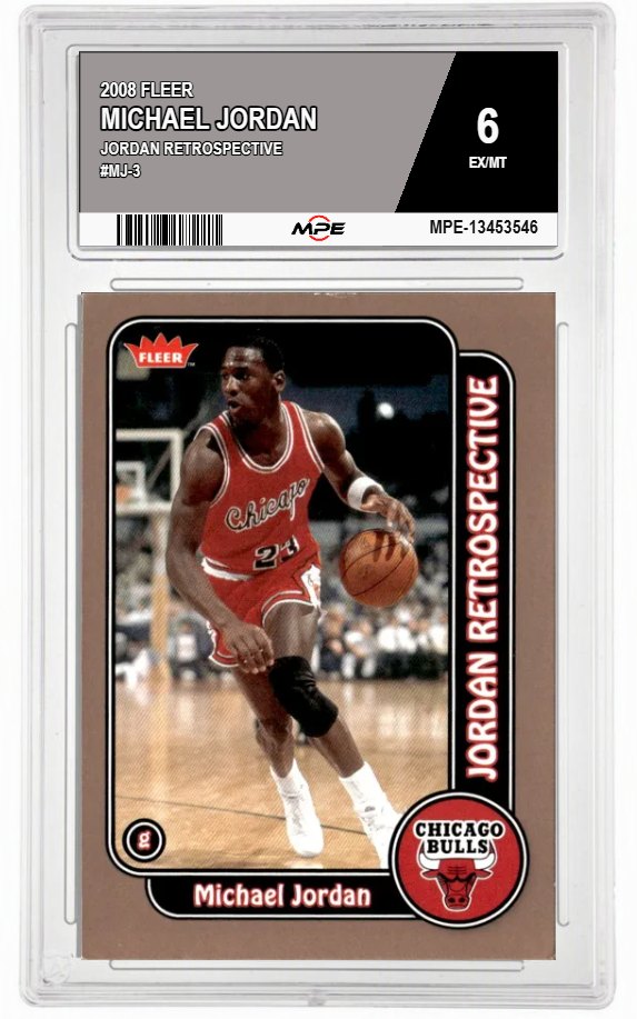 2008 FLEER JORDAN RETROSPECTIVE #MJ-3 MICHAEL JORDAN MPE 6 EX/MT — graded card auctioned from the MPE vault