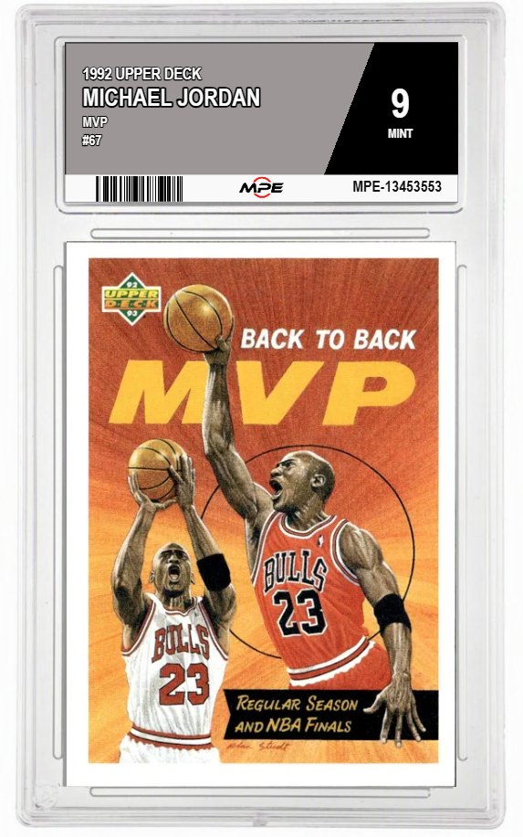 1992 UPPER DECK MVP #67 MICHAEL JORDAN MPE 9 MINT — graded card auctioned from the MPE vault