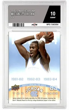 2010 U.D. NORTH CAROLINA #180 MICHAEL JORDAN MPE 10 GEM/MT — graded card up for auction