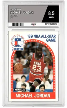 1989 HOOPS ALL STAR #21 MICHAEL JORDAN MPE 8.5 NM/MT+ — graded card up for auction