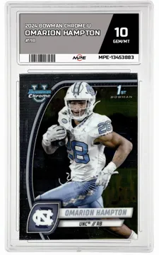 2024 BOWMAN CHROME U #198 OMARION HAMPTON MPE 10 GEM/MT — graded card up for auction