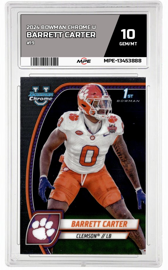 2024 BOWMAN CHROME U #19 BARRETT CARTER MPE 10 GEM/MT — graded card auctioned from the MPE vault