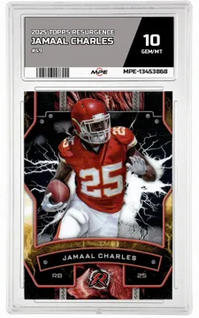 2025 TOPPS RESURGENCE #49 JAMAAL CHARLES MPE 10 GEM/MT — graded card up for auction