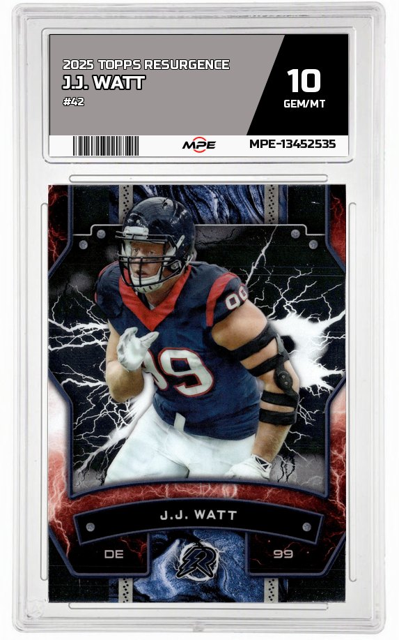 2025 TOPPS RESURGENCE #42 J.J. WATT MPE 10 GEM/MT — graded card auctioned from the MPE vault
