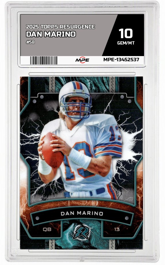 2025 TOPPS RESURGENCE #58 DAN MARINO MPE 10 GEM/MT — graded card auctioned from the MPE vault