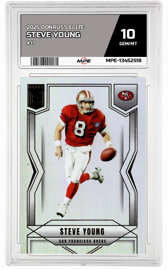 2025 DONRUSS ELITE #37 STEVE YOUNG MPE 10 GEM/MT — graded card auctioned from the MPE vault