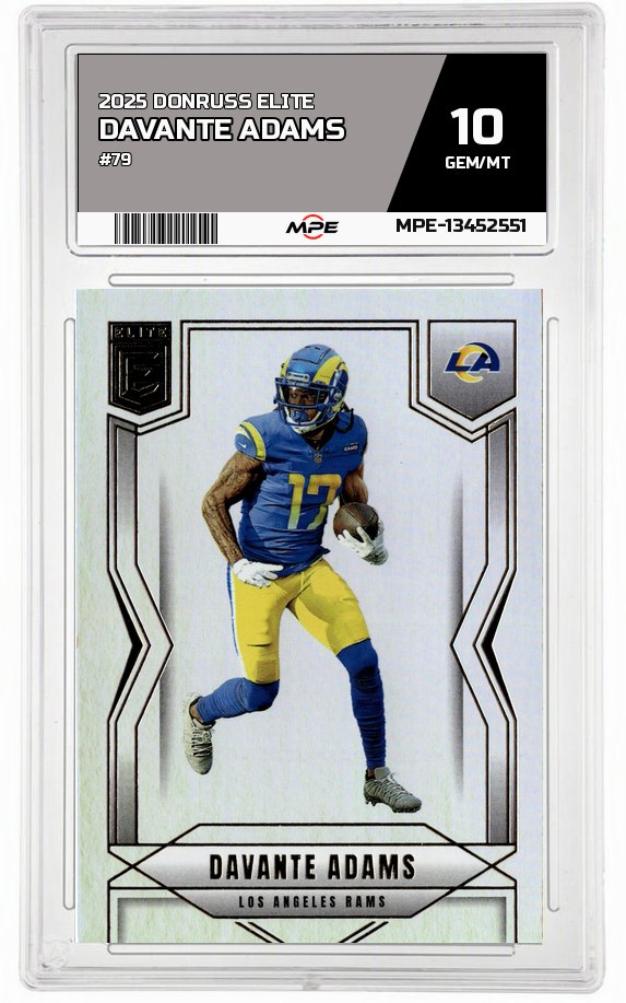 2025 DONRUSS ELITE #79 DAVANTE ADAMS MPE 10 GEM/MT — graded card auctioned from the MPE vault