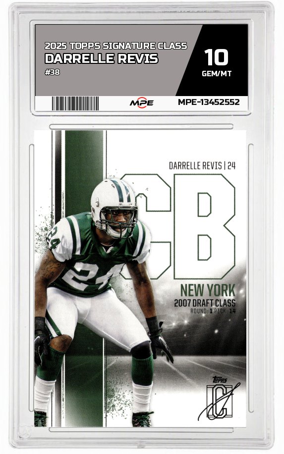 2025 TOPPS SIGNATURE CLASS #38 DARRELLE REVIS MPE 10 GEM/MT — graded card auctioned from the MPE vault