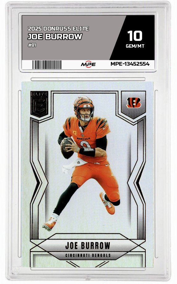 2025 DONRUSS ELITE #81 JOE BURROW MPE 10 GEM/MT — graded card auctioned from the MPE vault