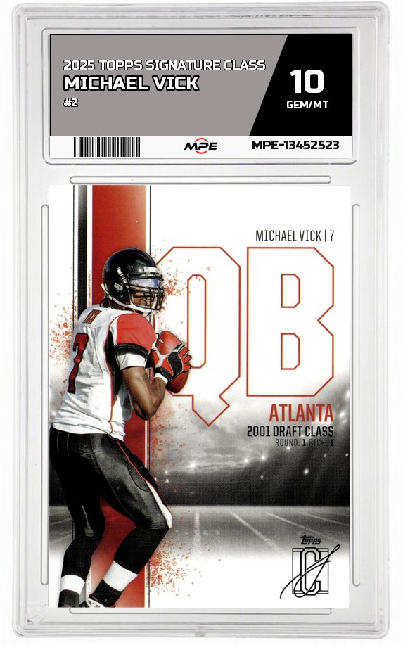 2025 TOPPS SIGNATURE CLASS #2 MICHAEL VICK MPE 10 GEM/MT — graded card auctioned from the MPE vault