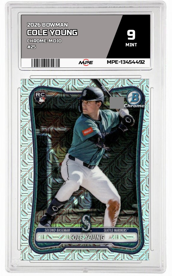 2026 BOWMAN CHROME-MOJO #25 COLE YOUNG MPE 9 MINT — graded card auctioned from the MPE vault