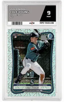 2026 BOWMAN CHROME-MOJO #25 COLE YOUNG MPE 9 MINT — graded card up for auction