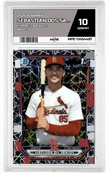 2026 BOWMAN CHROME-LAZER REF. #BCP-190 SEBASTIAN DOS SANTOS MPE 10 GEM/MT — graded card up for auction