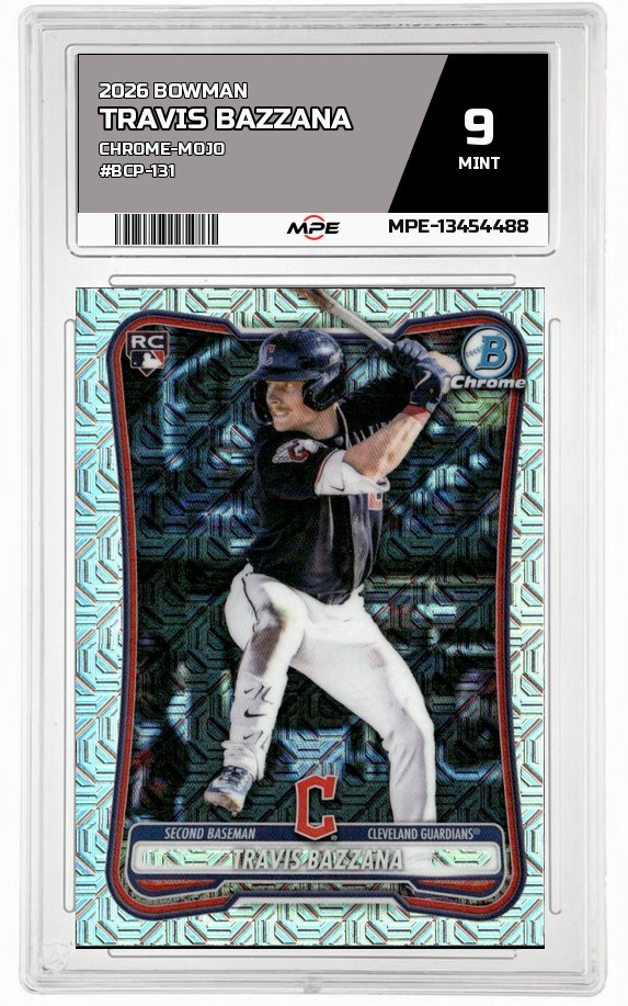 2026 BOWMAN CHROME-MOJO #BCP-131 TRAVIS BAZZANA MPE 9 MINT — graded card auctioned from the MPE vault