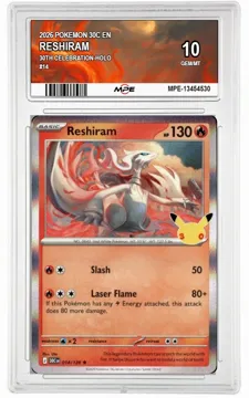 2026 POKEMON 30C EN 30th Celebration-HOLO #14 RESHIRAM MPE 10 GEM/MT — graded card up for auction
