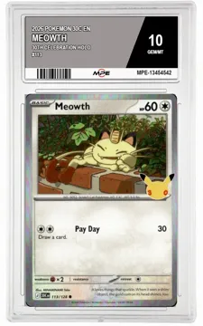 2026 POKEMON 30C EN 30th Celebration-HOLO #113 MEOWTH MPE 10 GEM/MT — graded card up for auction