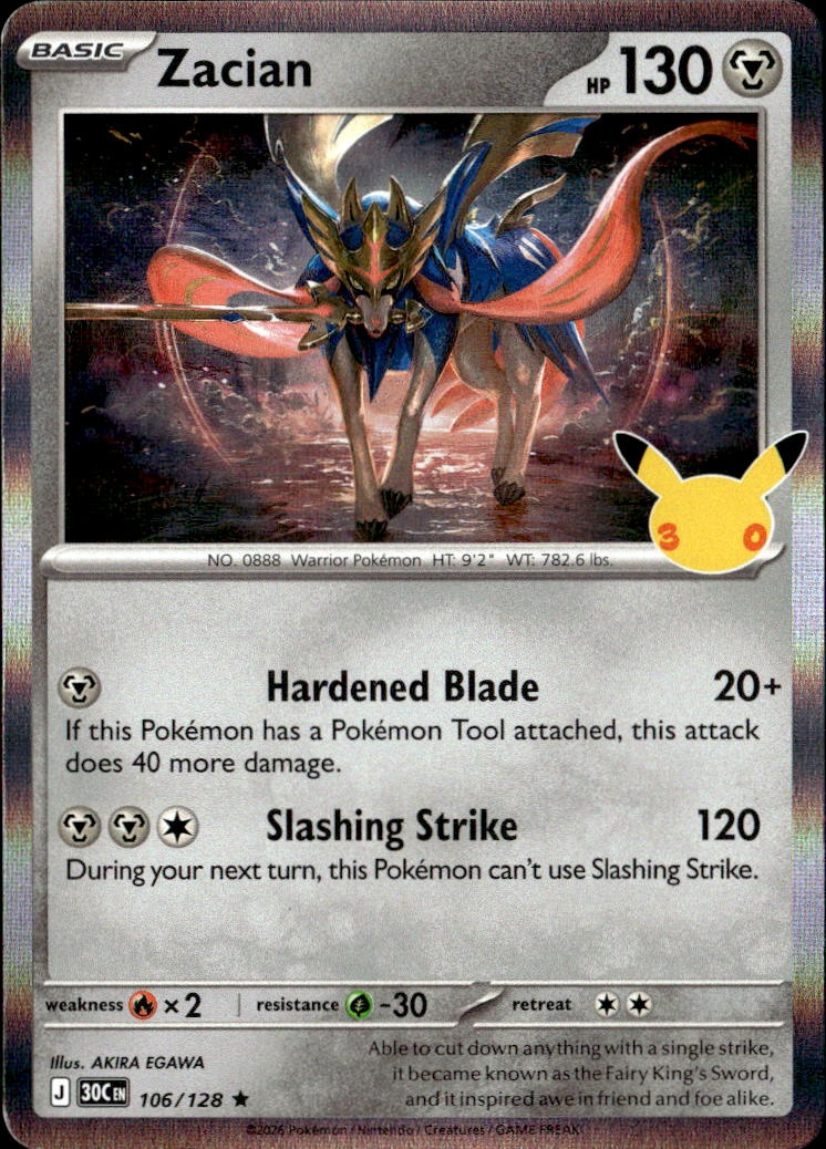2026 Pokemon 30C En Zacian graded slab