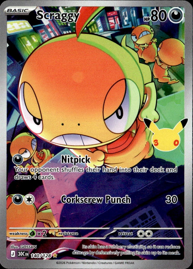 2026 Pokemon 30C En Scraggy graded slab