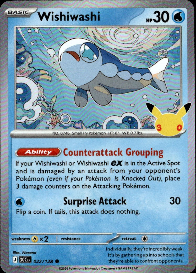 2026 Pokemon 30C En Wishiwashi graded slab