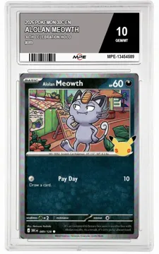 2026 POKEMON 30C EN 30th Celebration-HOLO #089 ALOLAN MEOWTH MPE 10 GEM/MT — graded card up for auction
