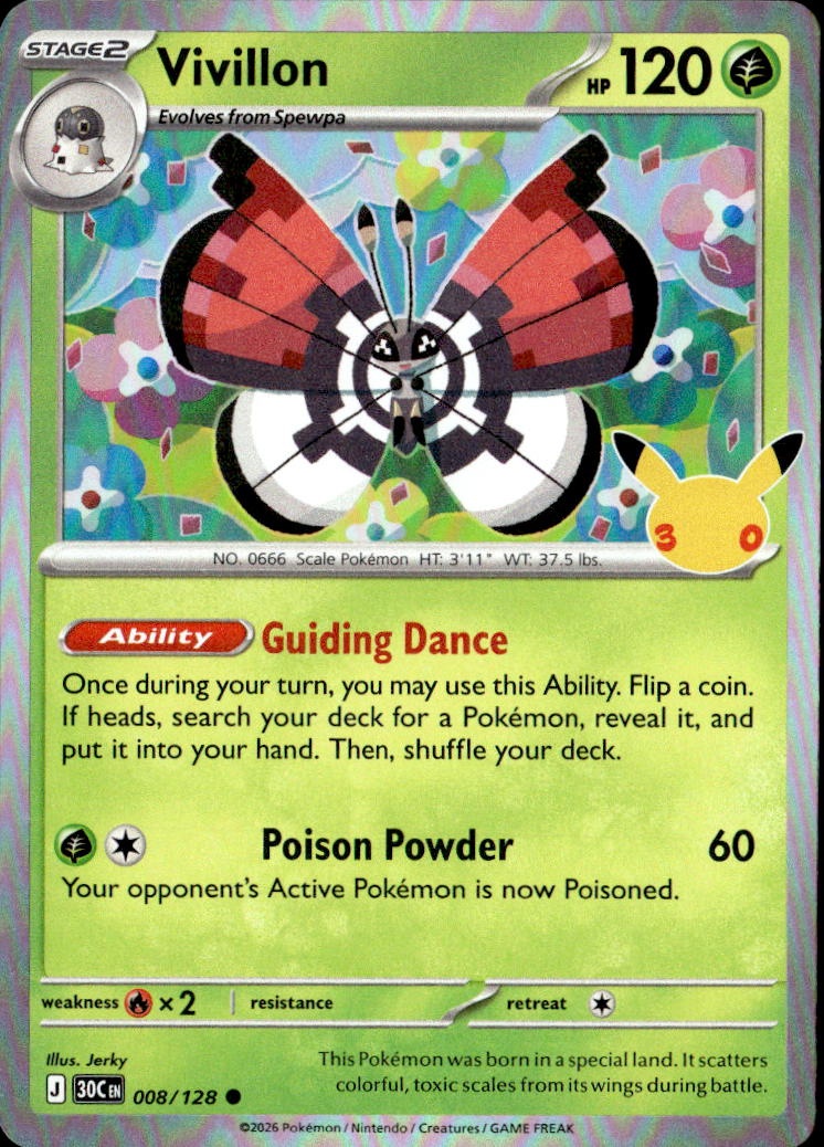 2026 Pokemon 30C En Vivillon graded slab
