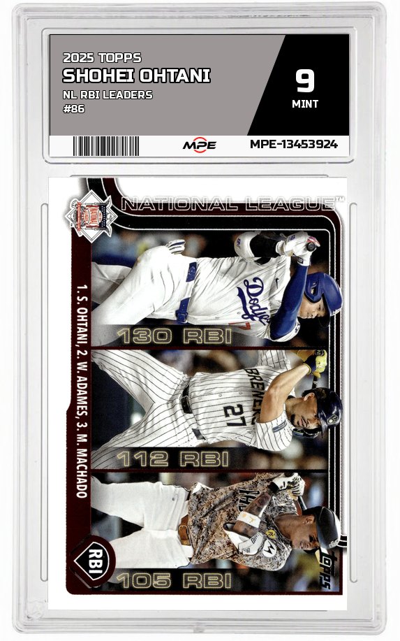 2025 TOPPS NL RBI LEADERS #86 SHOHEI OHTANI MPE 9 MINT — graded card auctioned from the MPE vault