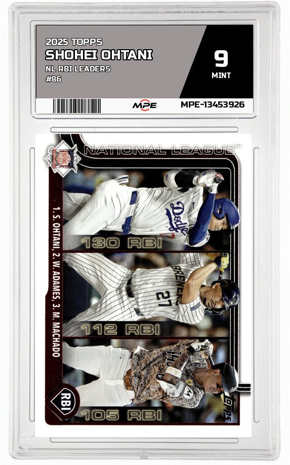 2025 TOPPS NL RBI LEADERS #86 SHOHEI OHTANI MPE 9 MINT — graded card auctioned from the MPE vault
