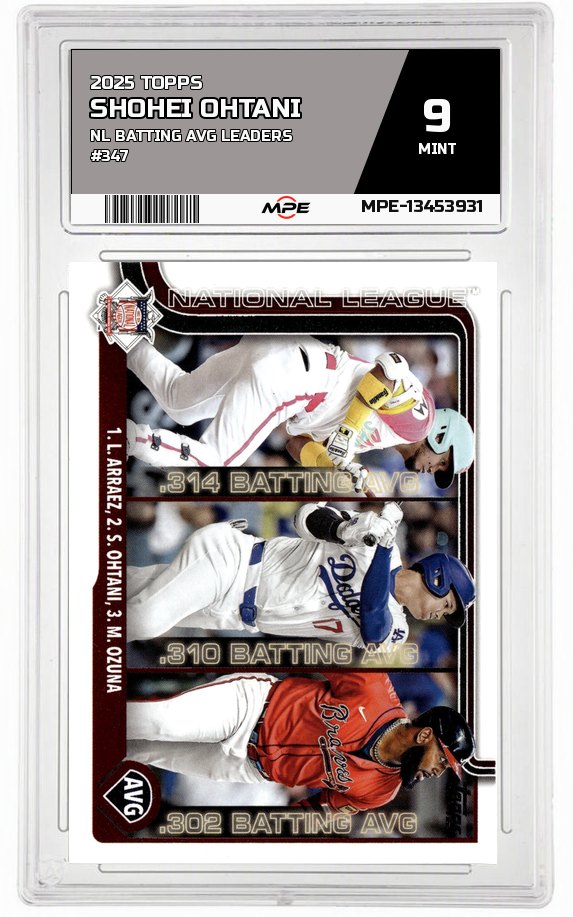 2025 TOPPS NL BATTING AVG LEADERS #347 SHOHEI OHTANI MPE 9 MINT — graded card auctioned from the MPE vault