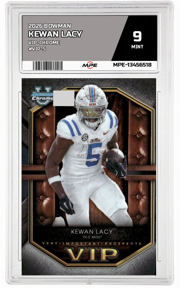 2026 BOWMAN VIP-CHROME #VIP-5 KEWAN LACY MPE 9 MINT — graded card auctioned from the MPE vault