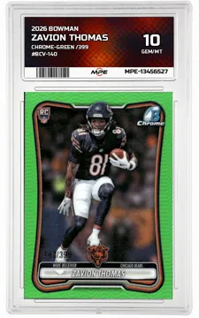 2026 BOWMAN CHROME-GREEN /399 #BCV-140 ZAVION THOMAS MPE 10 GEM/MT — graded card up for auction