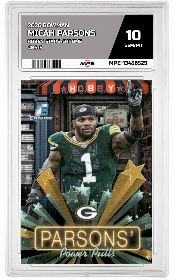 2026 BOWMAN HOBBY STARS-CHROME #HS-5 MICAH PARSONS MPE 10 GEM/MT — graded card auctioned from the MPE vault
