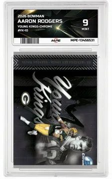 2026 BOWMAN YOUNG KINGS-CHROME #YK-10 AARON RODGERS MPE 9 MINT — graded card up for auction