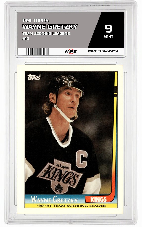 1991 TOPPS TEAM SCORING LEADERS #10 WAYNE GRETZKY MPE 9 MINT — graded card auctioned from the MPE vault