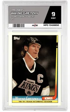 1991 TOPPS TEAM SCORING LEADERS #10 WAYNE GRETZKY MPE 9 MINT — graded card up for auction